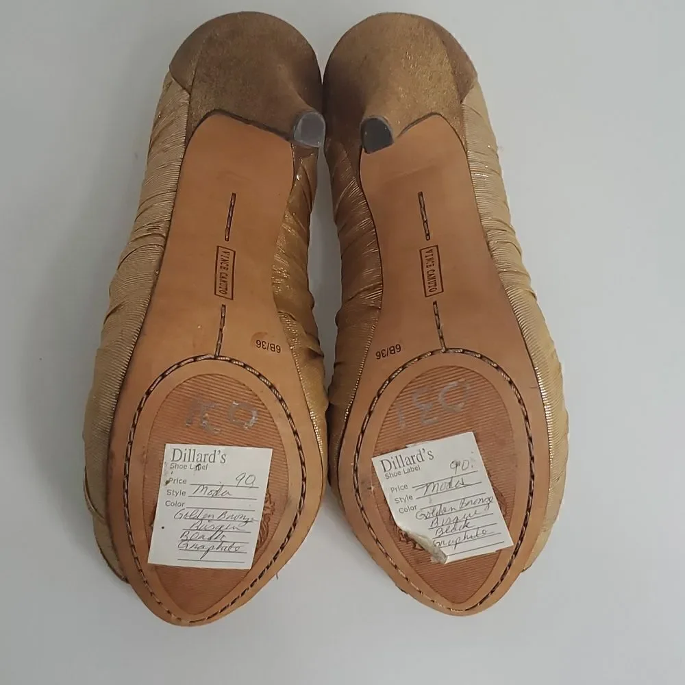 Vince Camuto VC Moda Golden Bronze Heels Women 6B Gold Sparkle Pumps